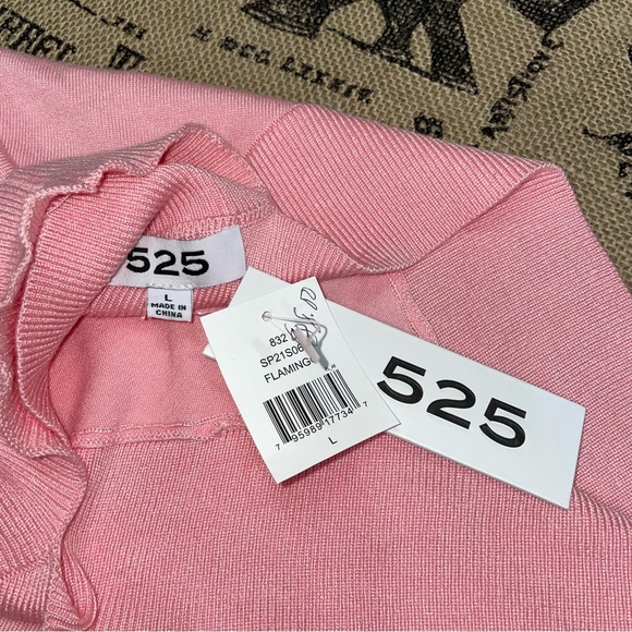 525 NWT! Flamingo Pink One Shoulder Turtleneck Top Size L - Picture 6 of 9
